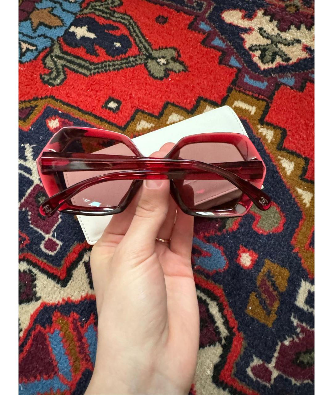CHANEL Бордовые пластиковые солнцезащитные очки, фото 6