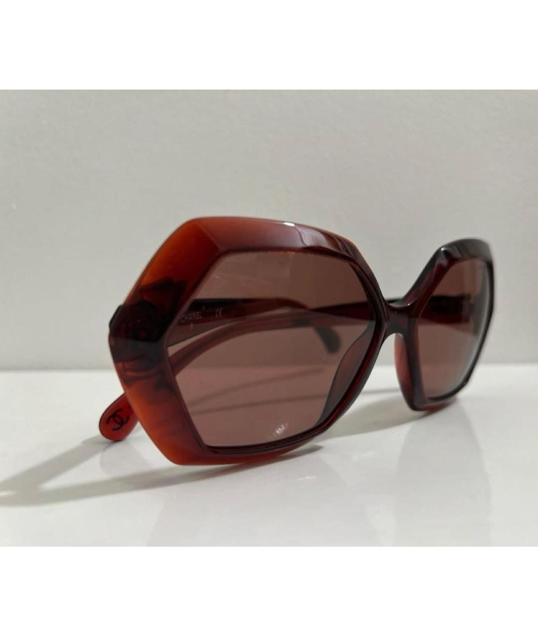 CHANEL Бордовые пластиковые солнцезащитные очки, фото 2