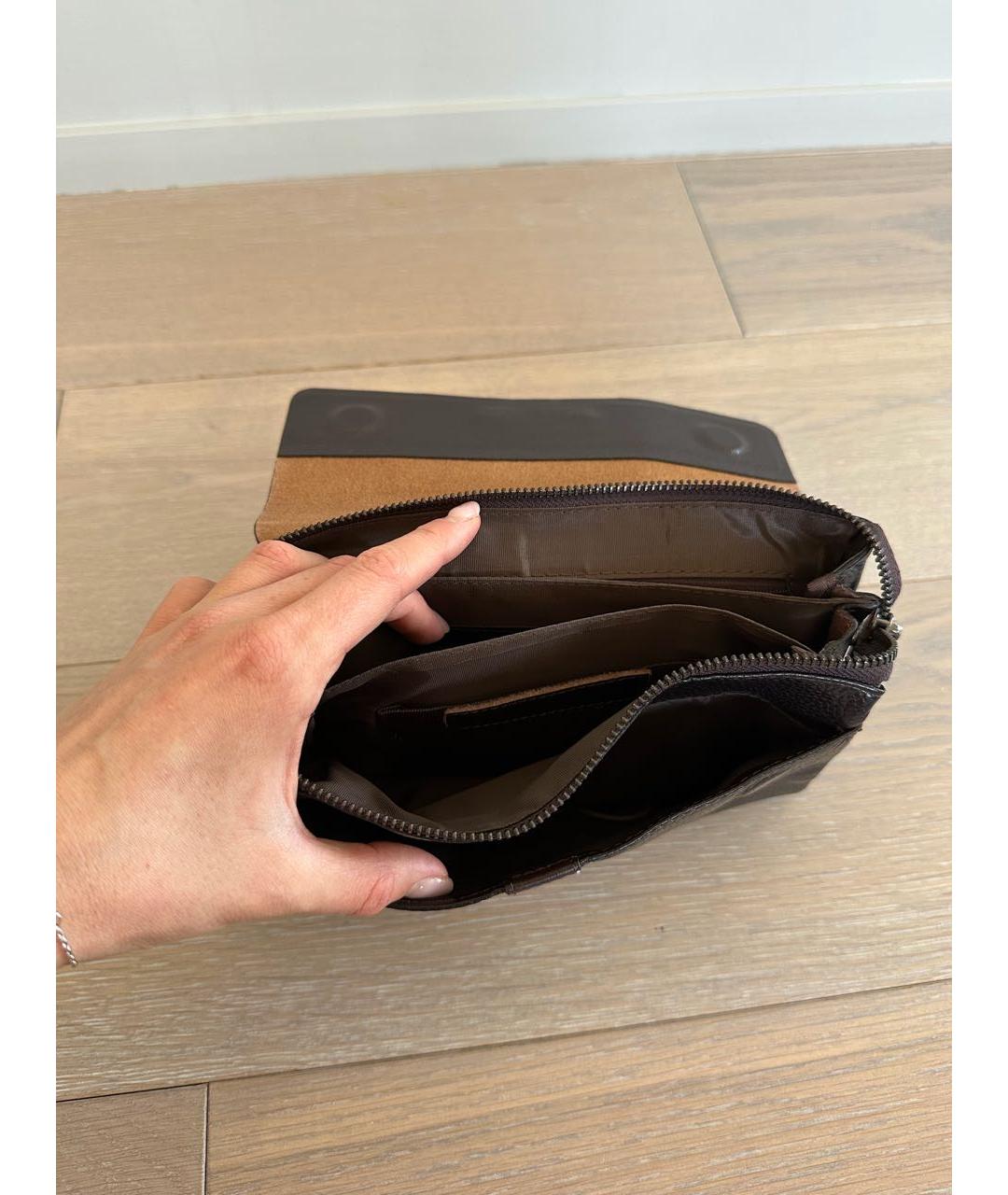 HERMES Коричневая кожаная барсетка, фото 4