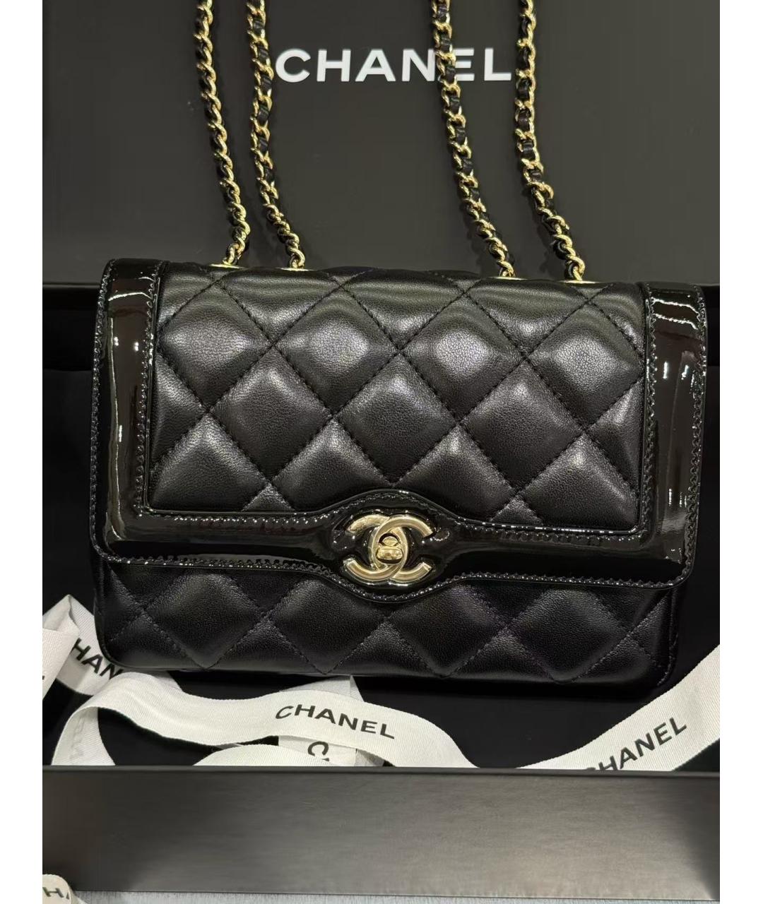 CHANEL Черная кожаная сумка через плечо, фото 6