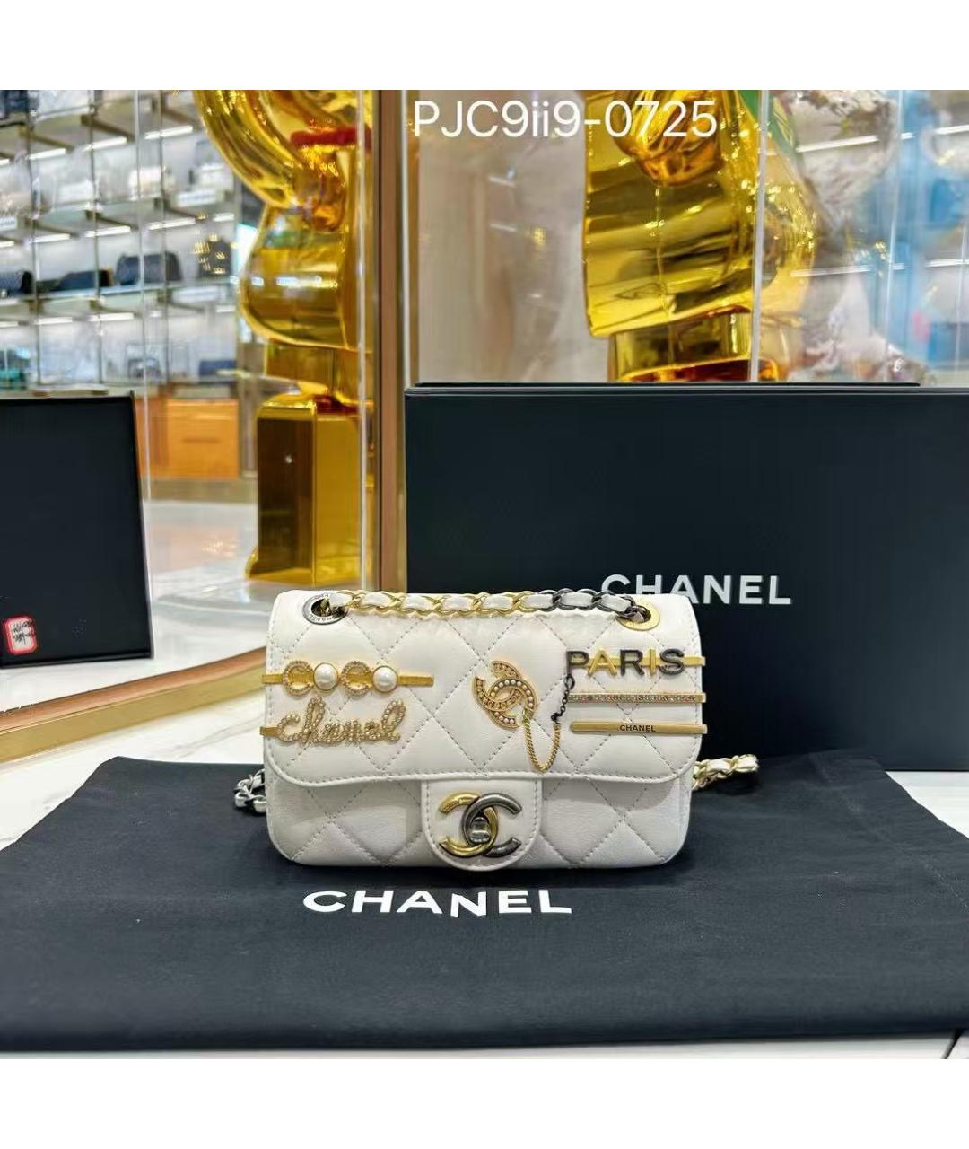 CHANEL Белая кожаная сумка через плечо, фото 2