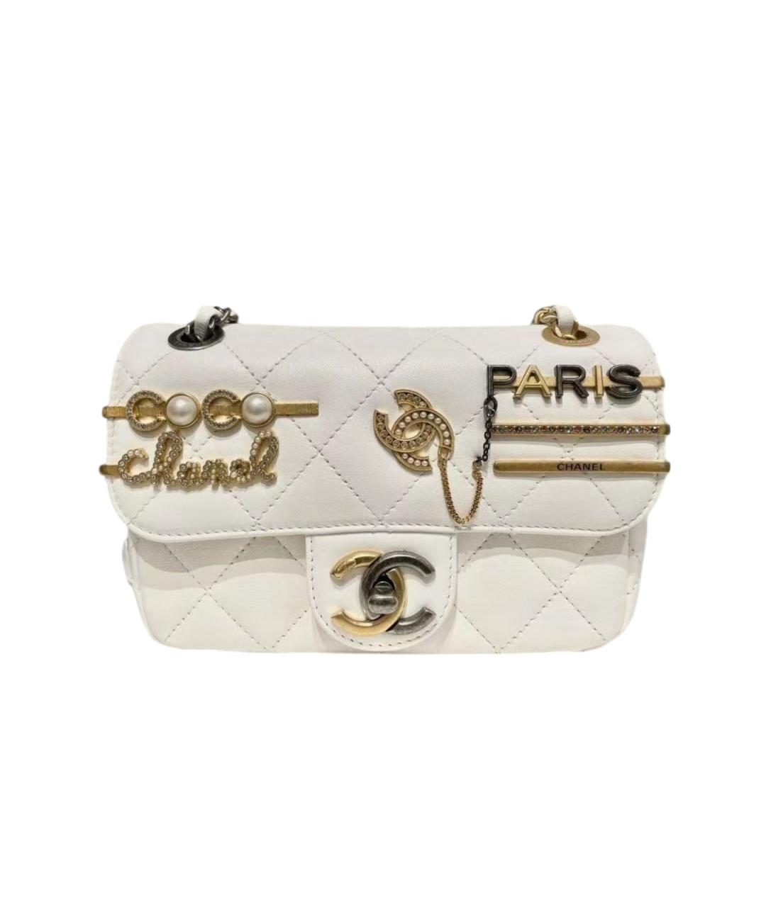CHANEL Белая кожаная сумка через плечо, фото 6