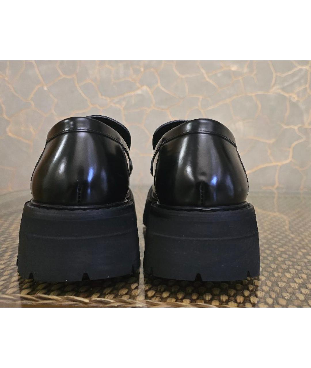 FERRAGAMO Черные кожаные лоферы, фото 4