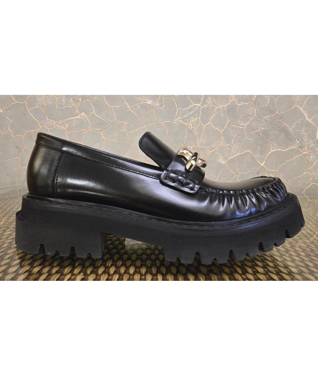 FERRAGAMO Черные кожаные лоферы, фото 5