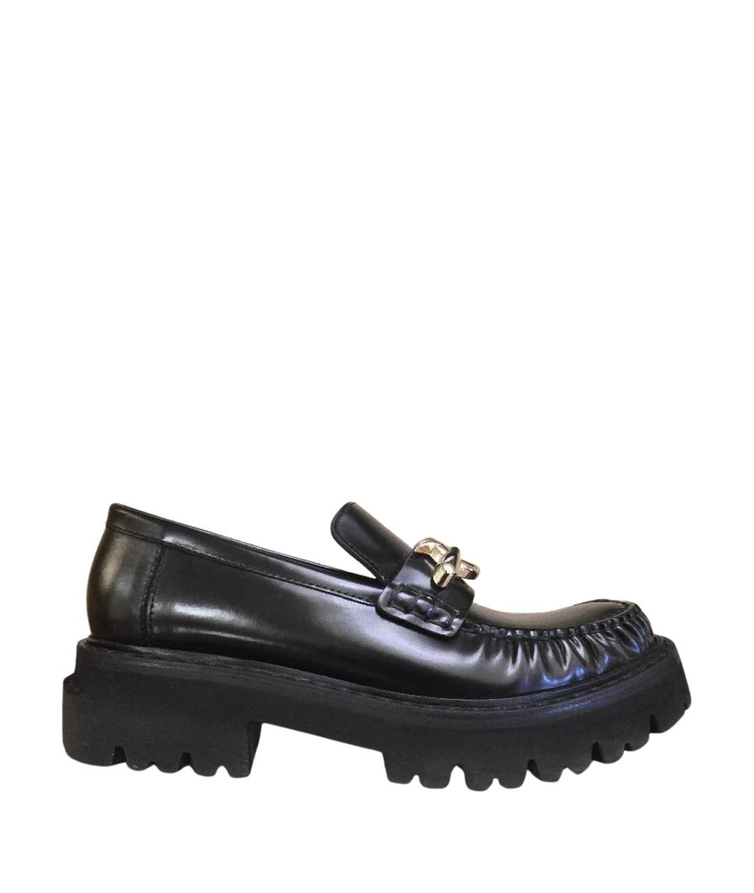 FERRAGAMO Черные кожаные лоферы, фото 1