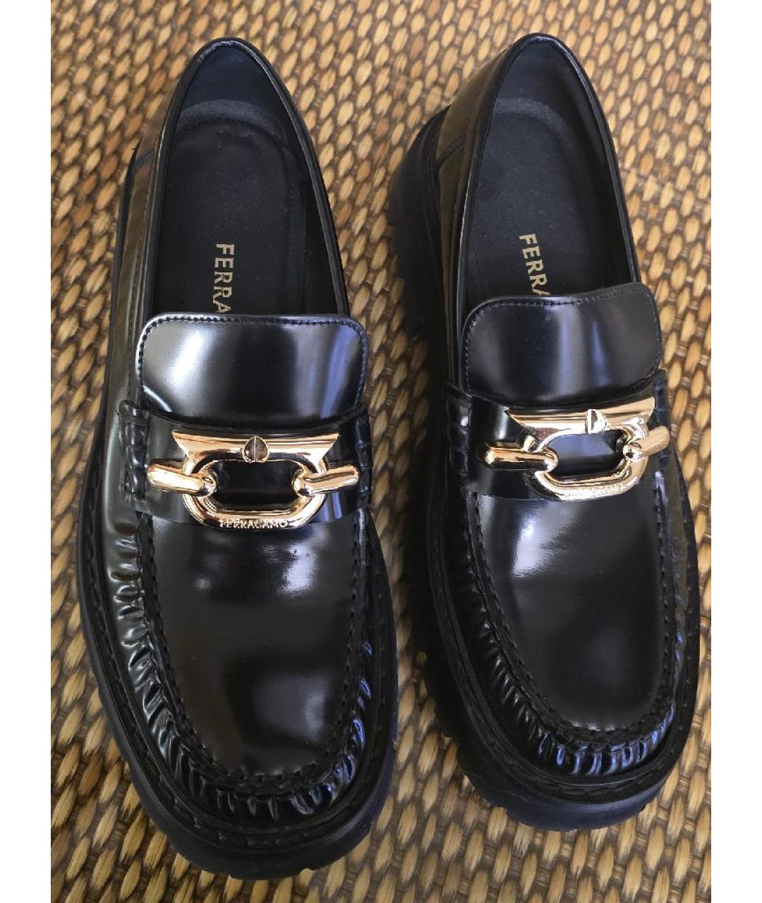 FERRAGAMO Черные кожаные лоферы, фото 2