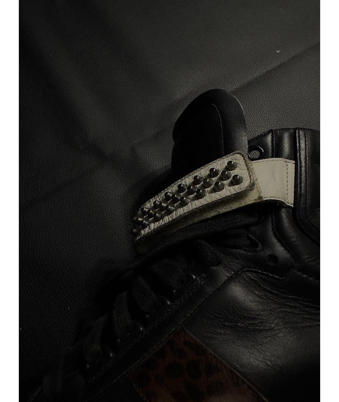 SAINT LAURENT Черные кожаные высокие кроссовки / кеды, фото 3