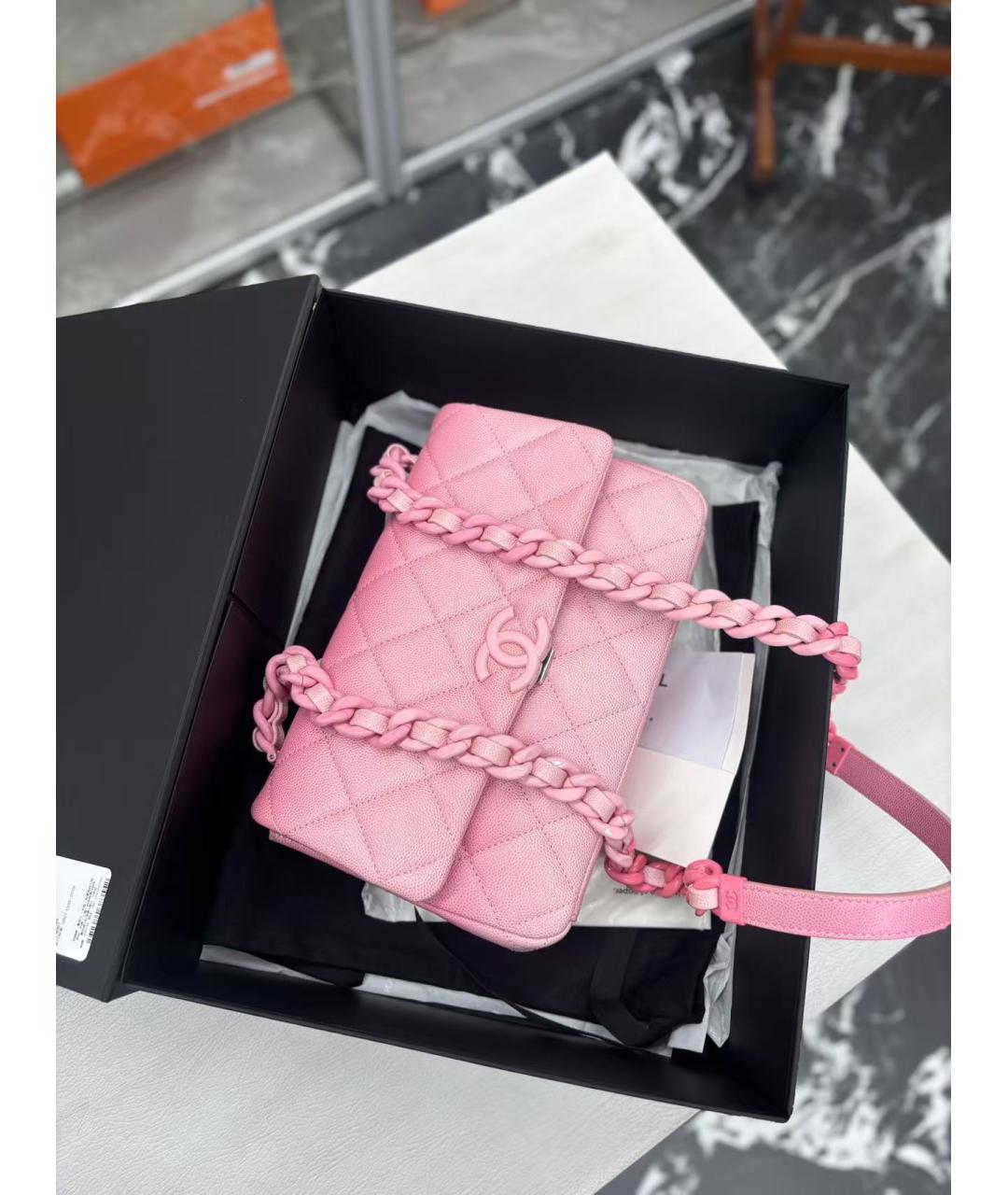 CHANEL Розовая кожаная сумка через плечо, фото 3