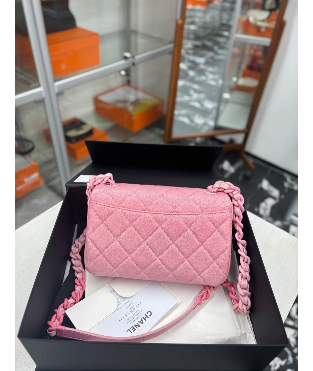 CHANEL Розовая кожаная сумка через плечо, фото 2