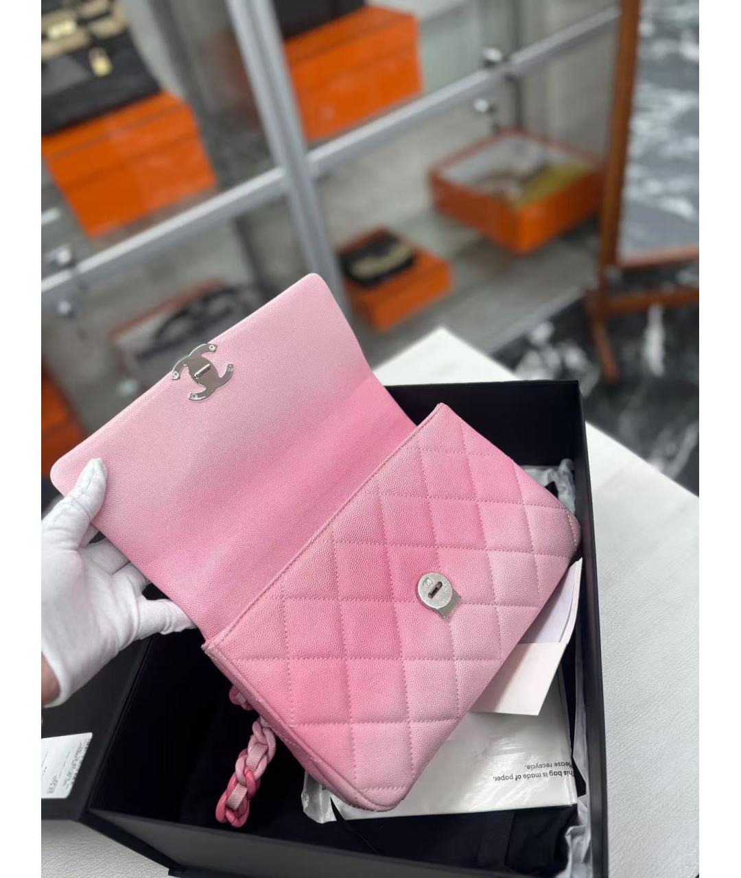 CHANEL Розовая кожаная сумка через плечо, фото 5