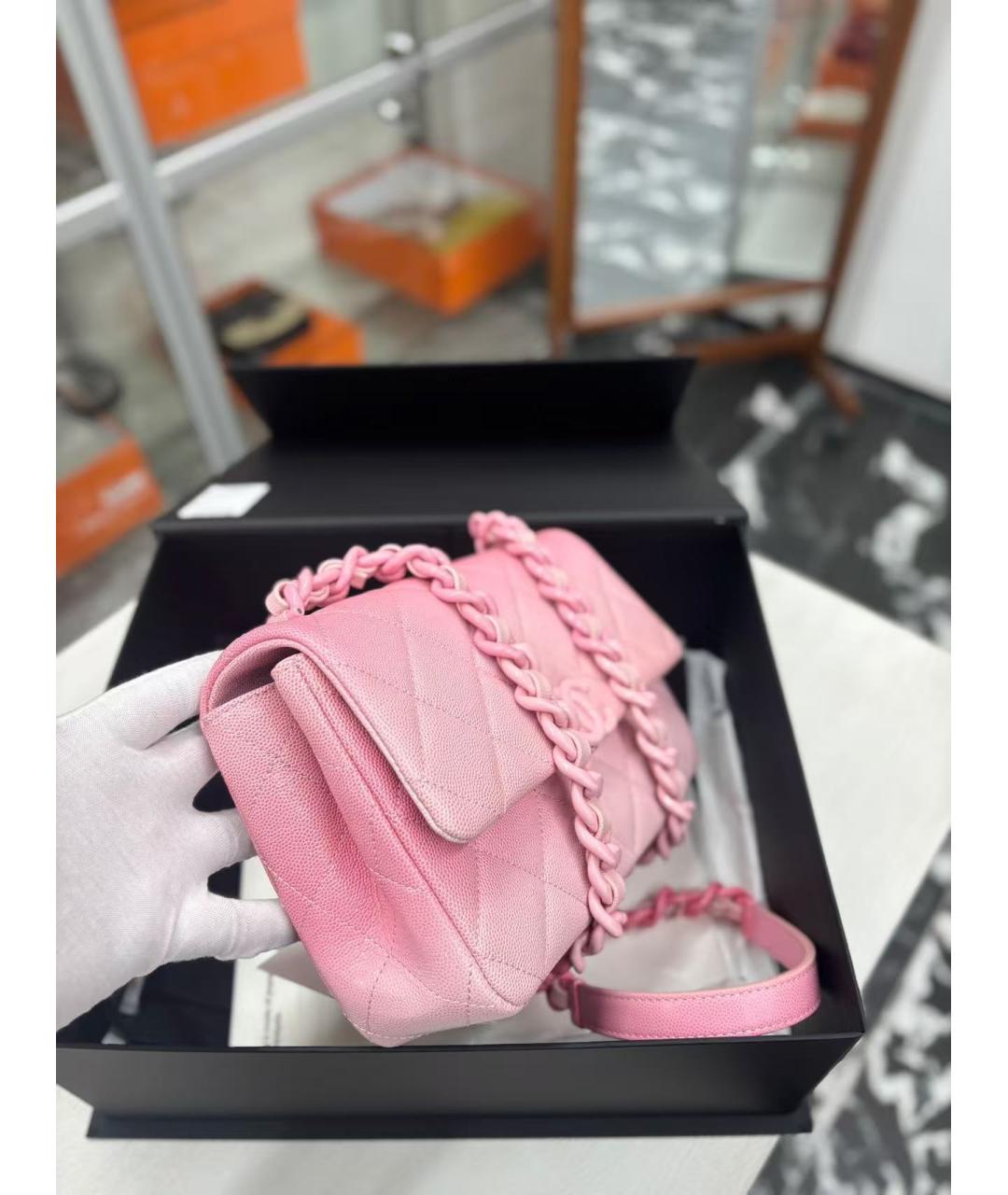 CHANEL Розовая кожаная сумка через плечо, фото 4