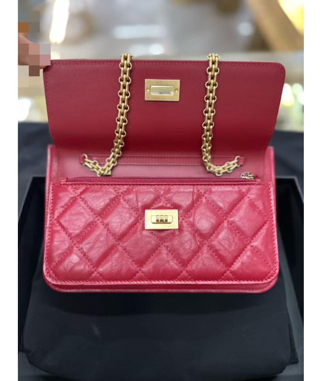CHANEL Красная кожаная сумка через плечо, фото 4
