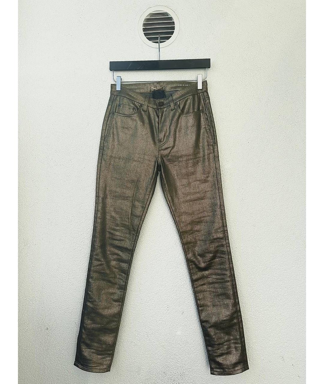 SAINT LAURENT Золотые хлопковые джинсы скинни, фото 9