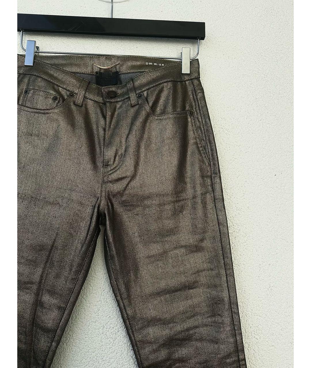 SAINT LAURENT Золотые хлопковые джинсы скинни, фото 4