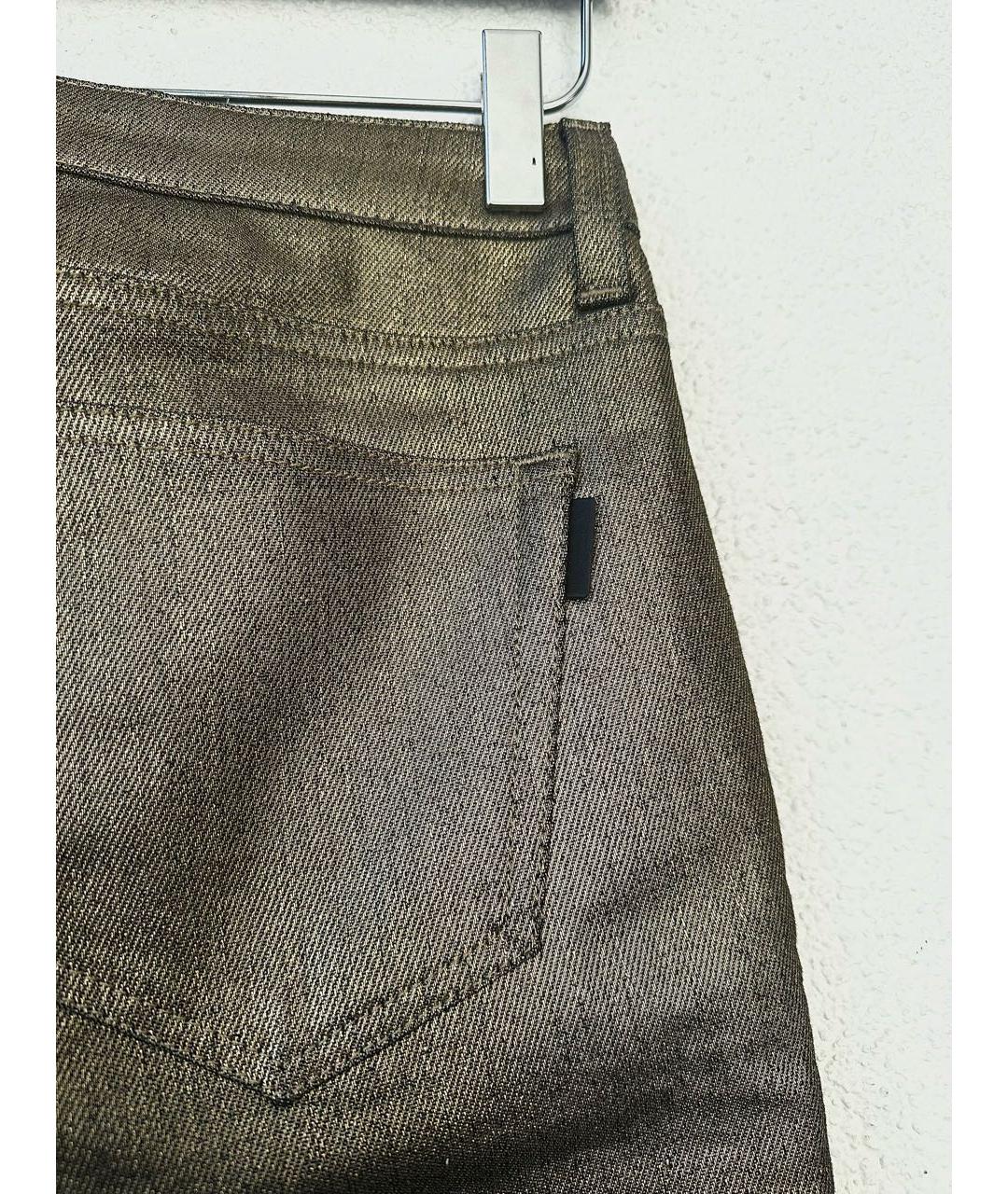 SAINT LAURENT Золотые хлопковые джинсы скинни, фото 5