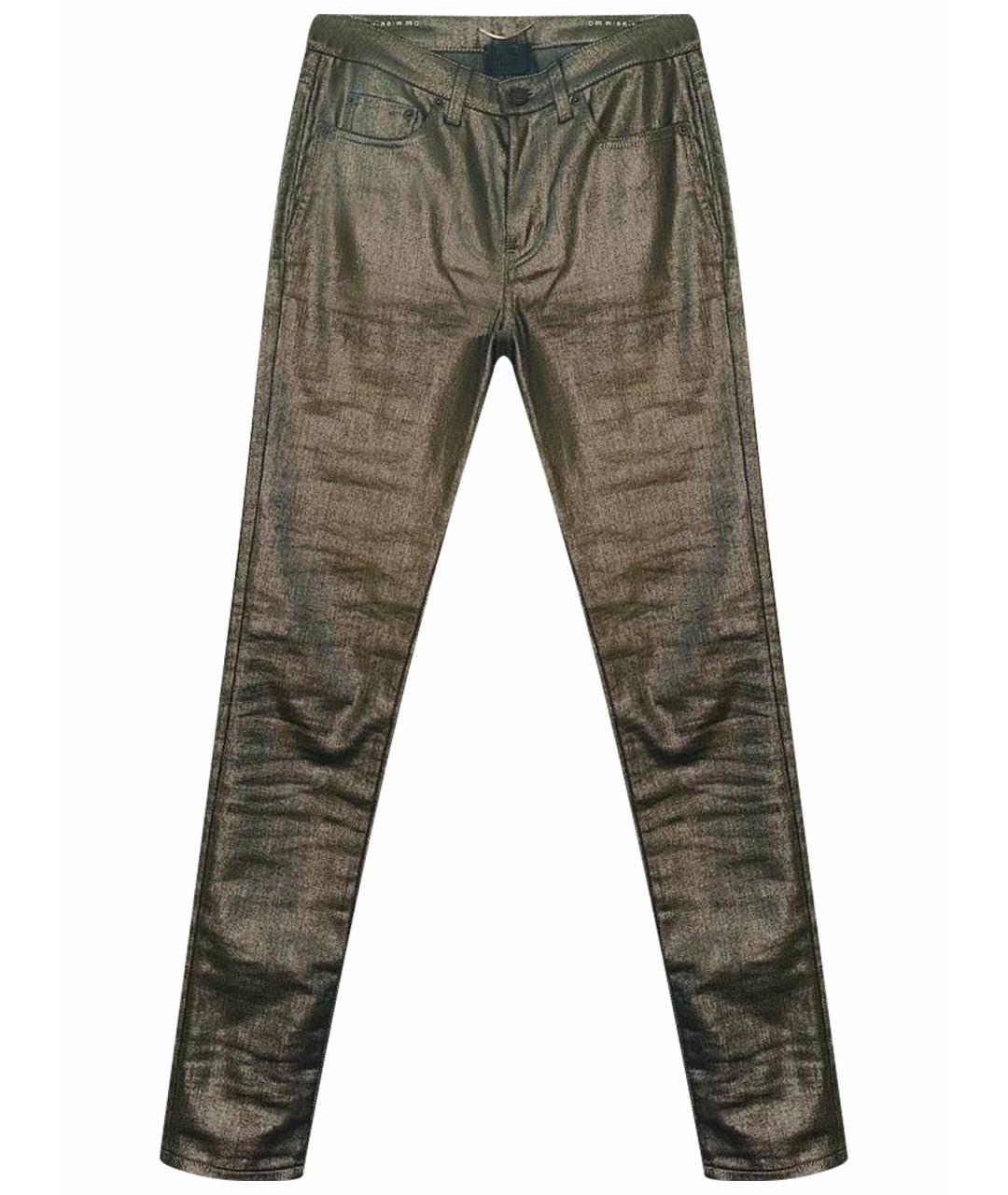 SAINT LAURENT Золотые хлопковые джинсы скинни, фото 1