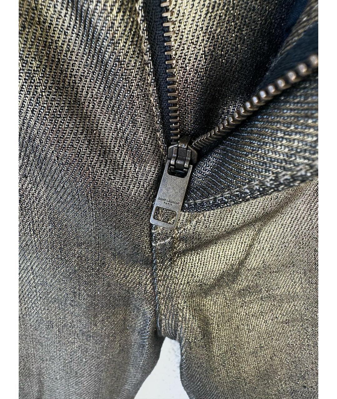 SAINT LAURENT Золотые хлопковые джинсы скинни, фото 7