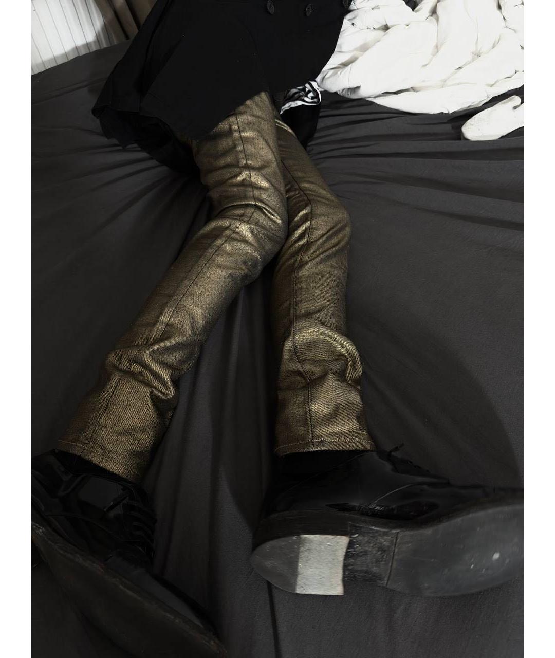 SAINT LAURENT Золотые хлопковые джинсы скинни, фото 3