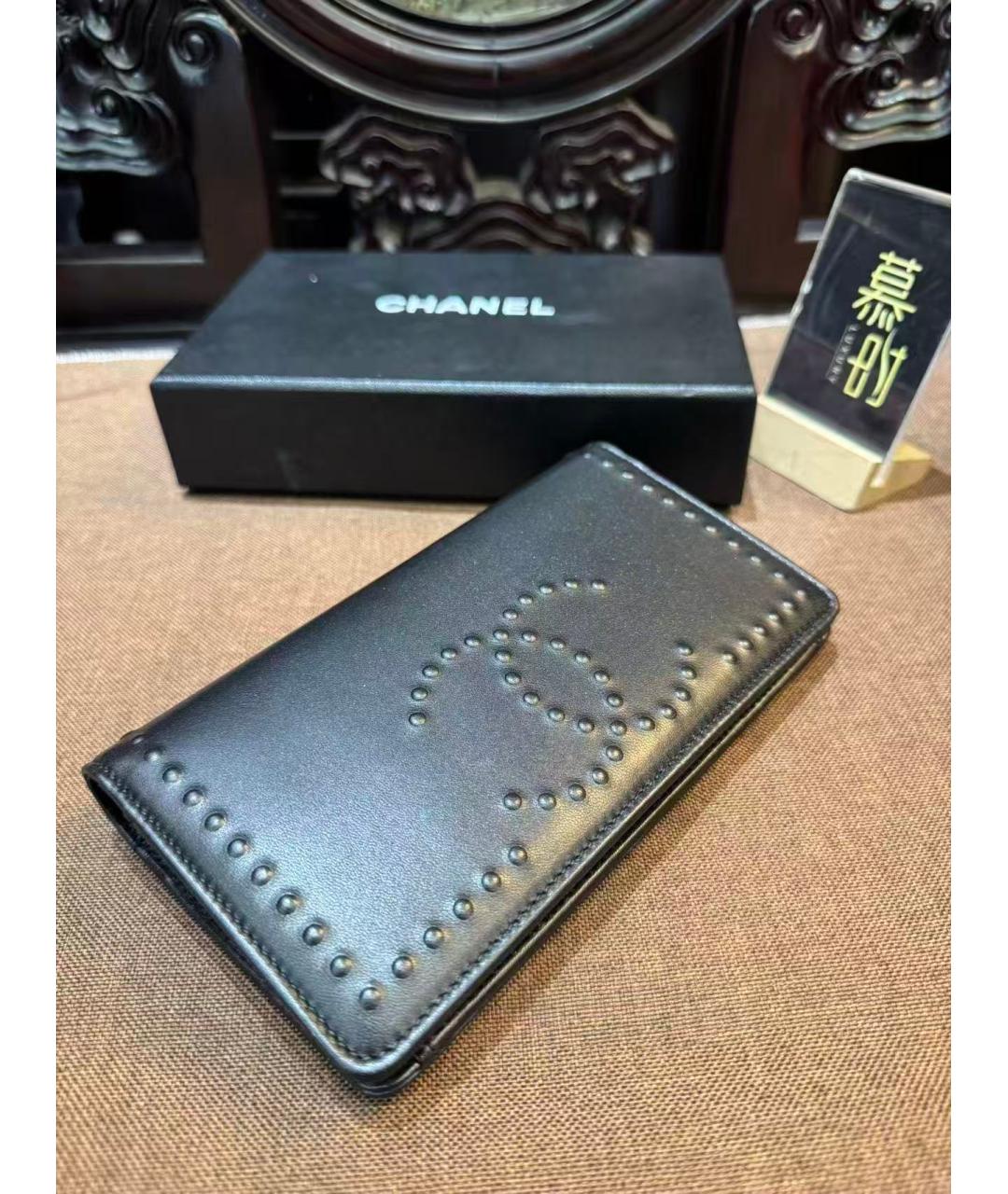 CHANEL Черный кожаный кошелек, фото 3