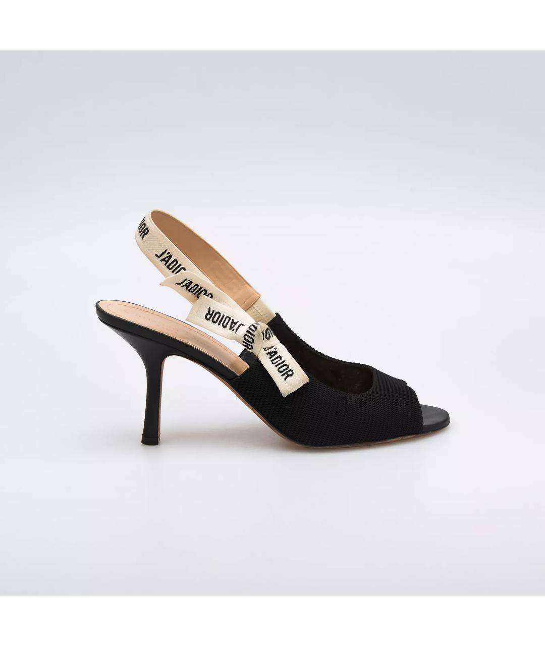 CHRISTIAN DIOR Черные текстильные босоножки, фото 5