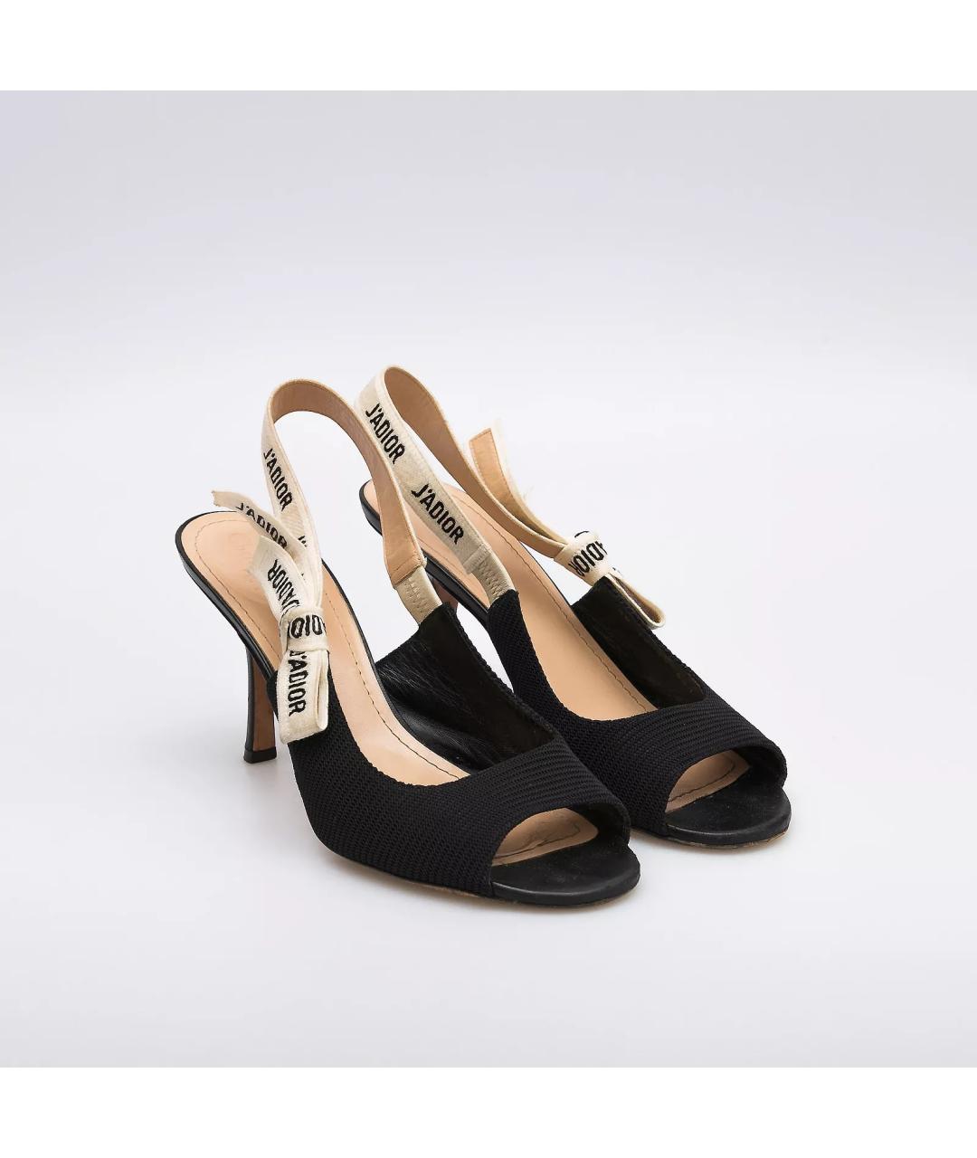 CHRISTIAN DIOR Черные текстильные босоножки, фото 2