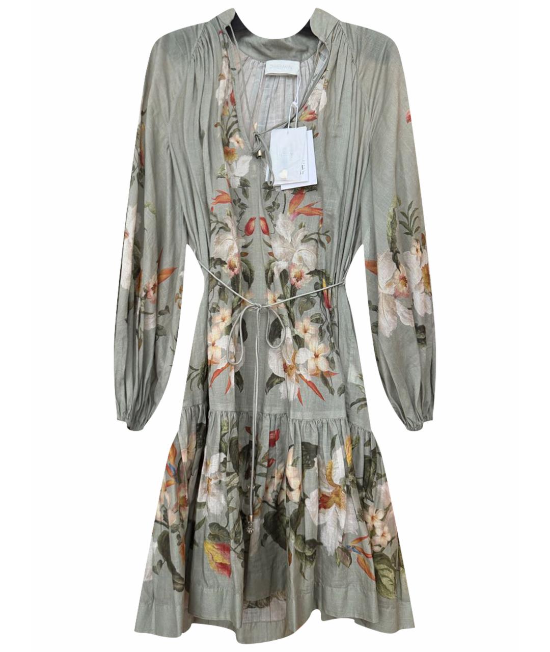 ZIMMERMANN Зеленые льняное повседневное платье, фото 1