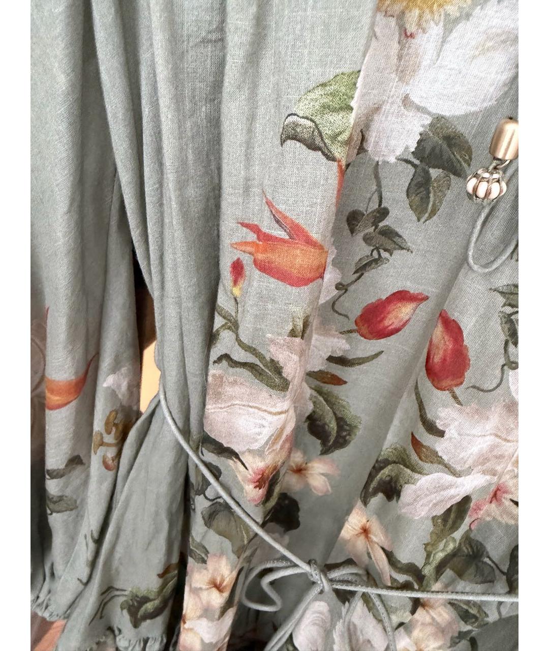 ZIMMERMANN Зеленые льняное повседневное платье, фото 4