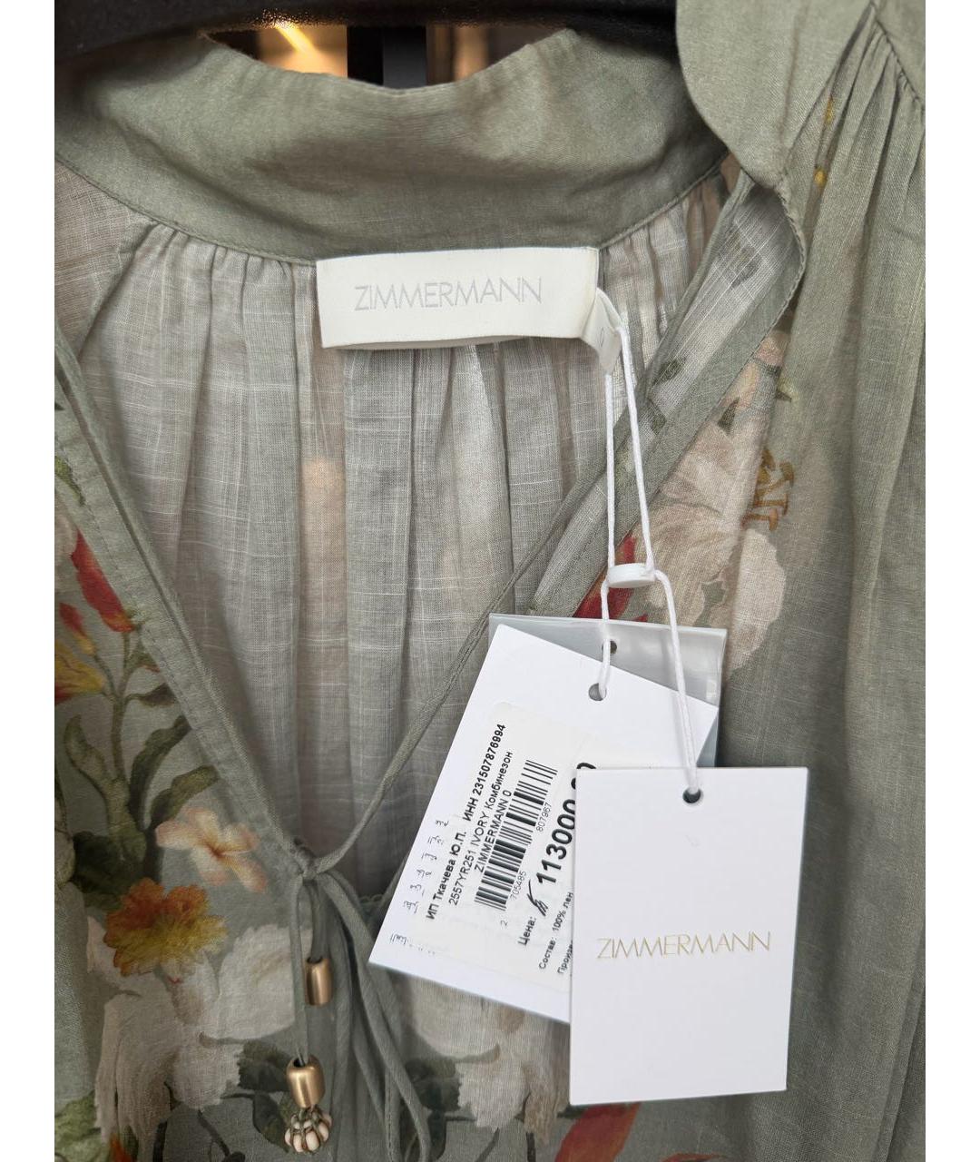 ZIMMERMANN Зеленые льняное повседневное платье, фото 5