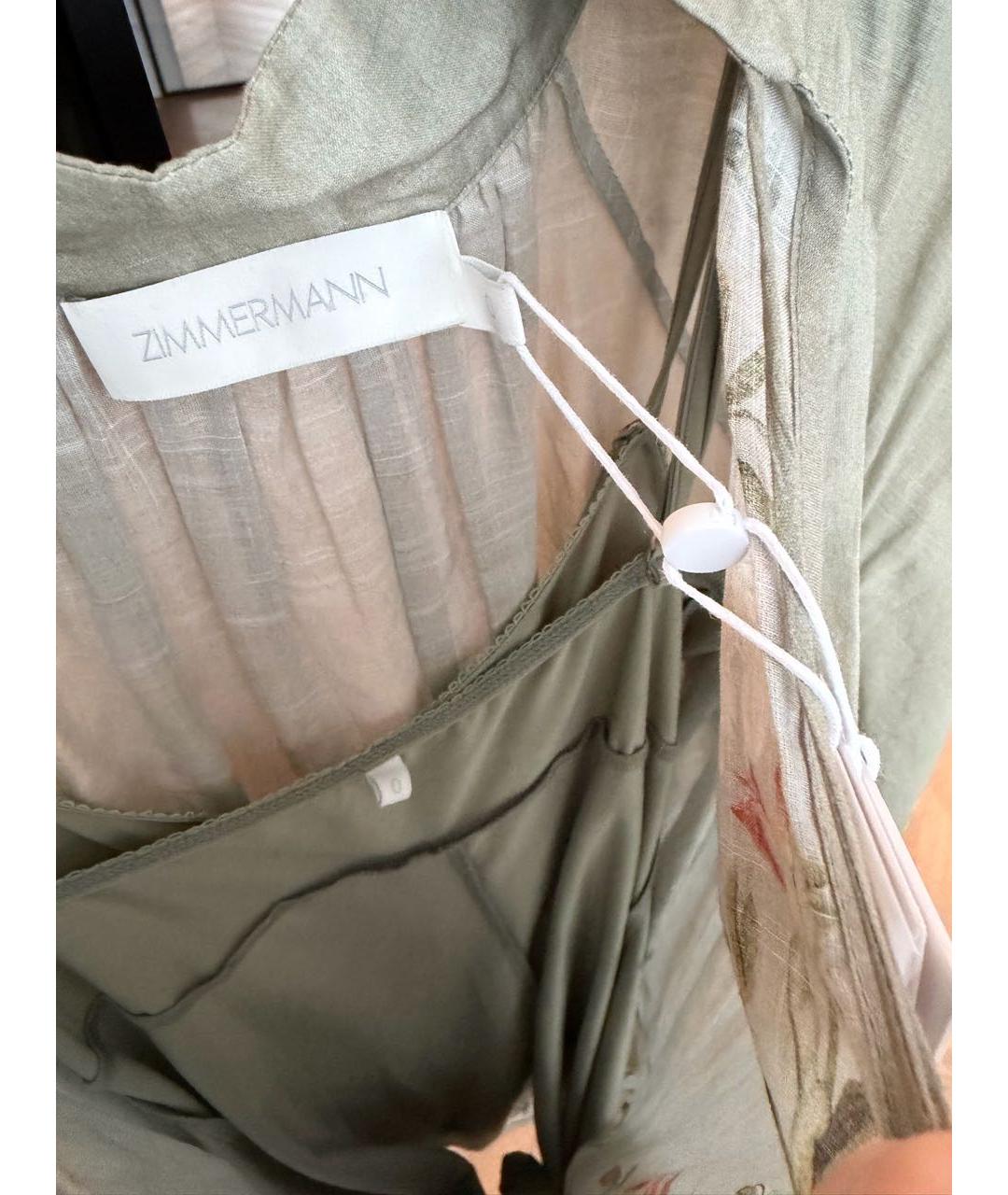 ZIMMERMANN Зеленые льняное повседневное платье, фото 3