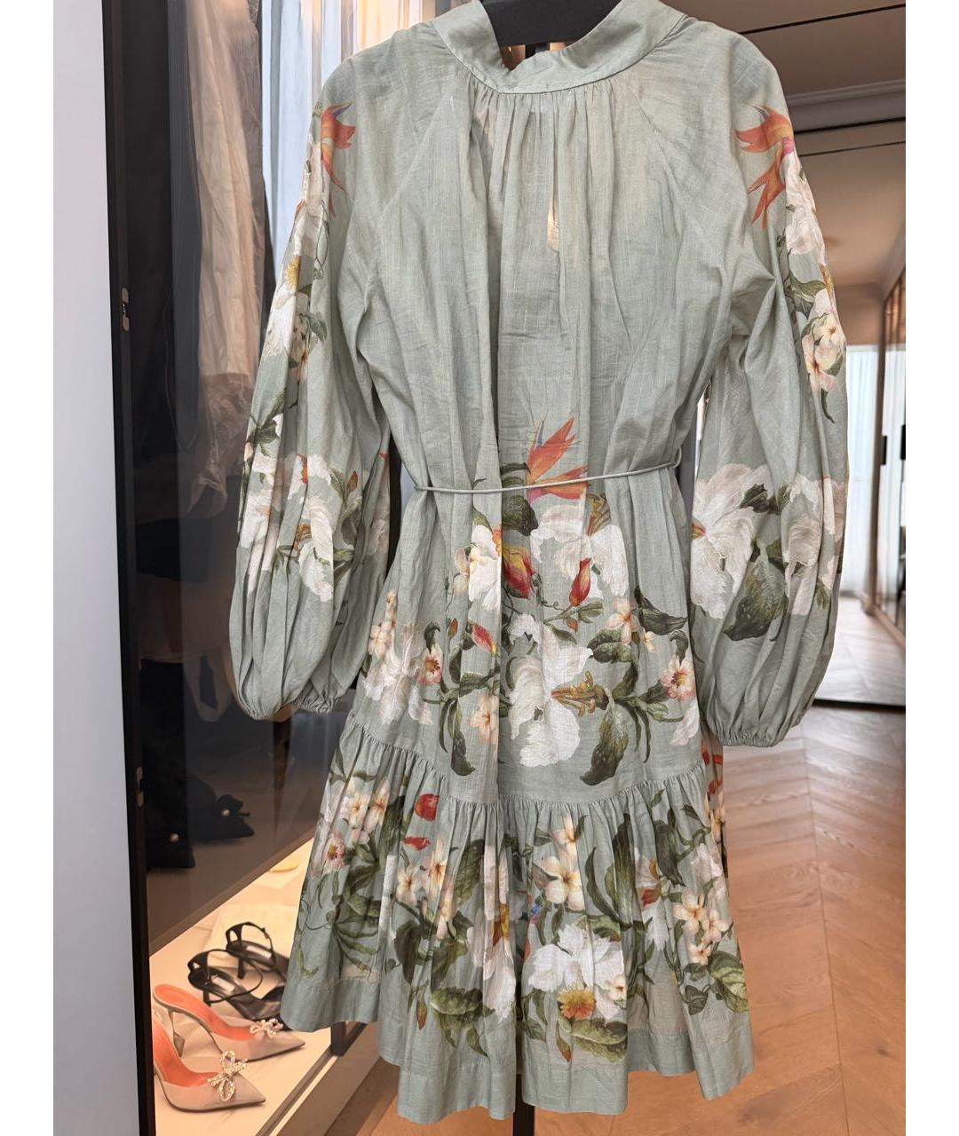 ZIMMERMANN Зеленые льняное повседневное платье, фото 2