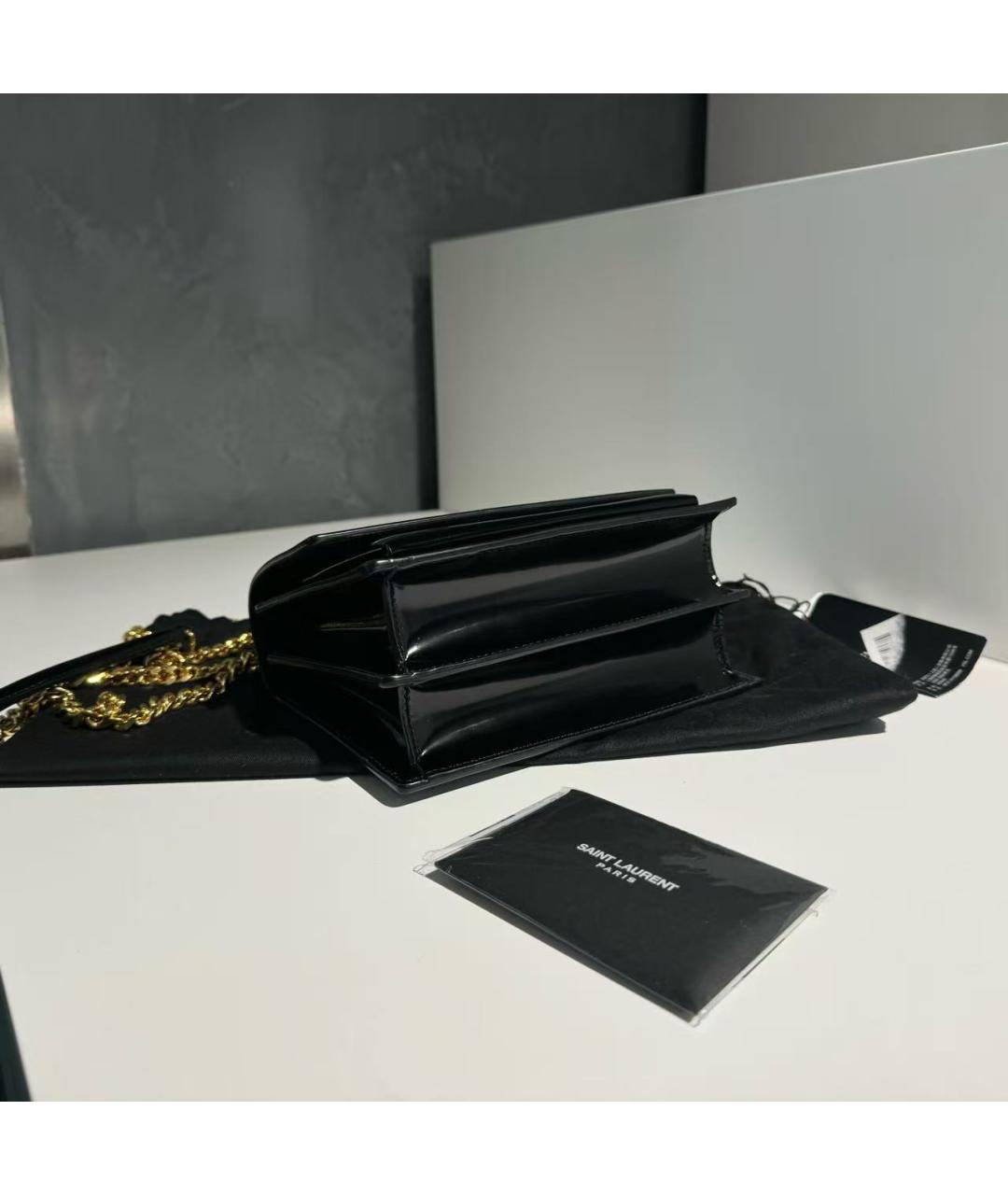 SAINT LAURENT Черная сумка через плечо из лакированной кожи, фото 4