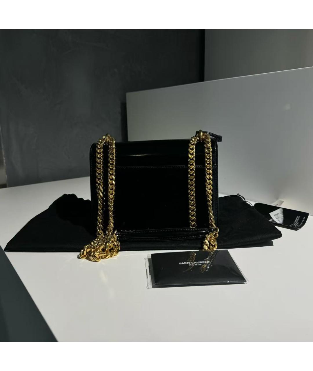 SAINT LAURENT Черная сумка через плечо из лакированной кожи, фото 2