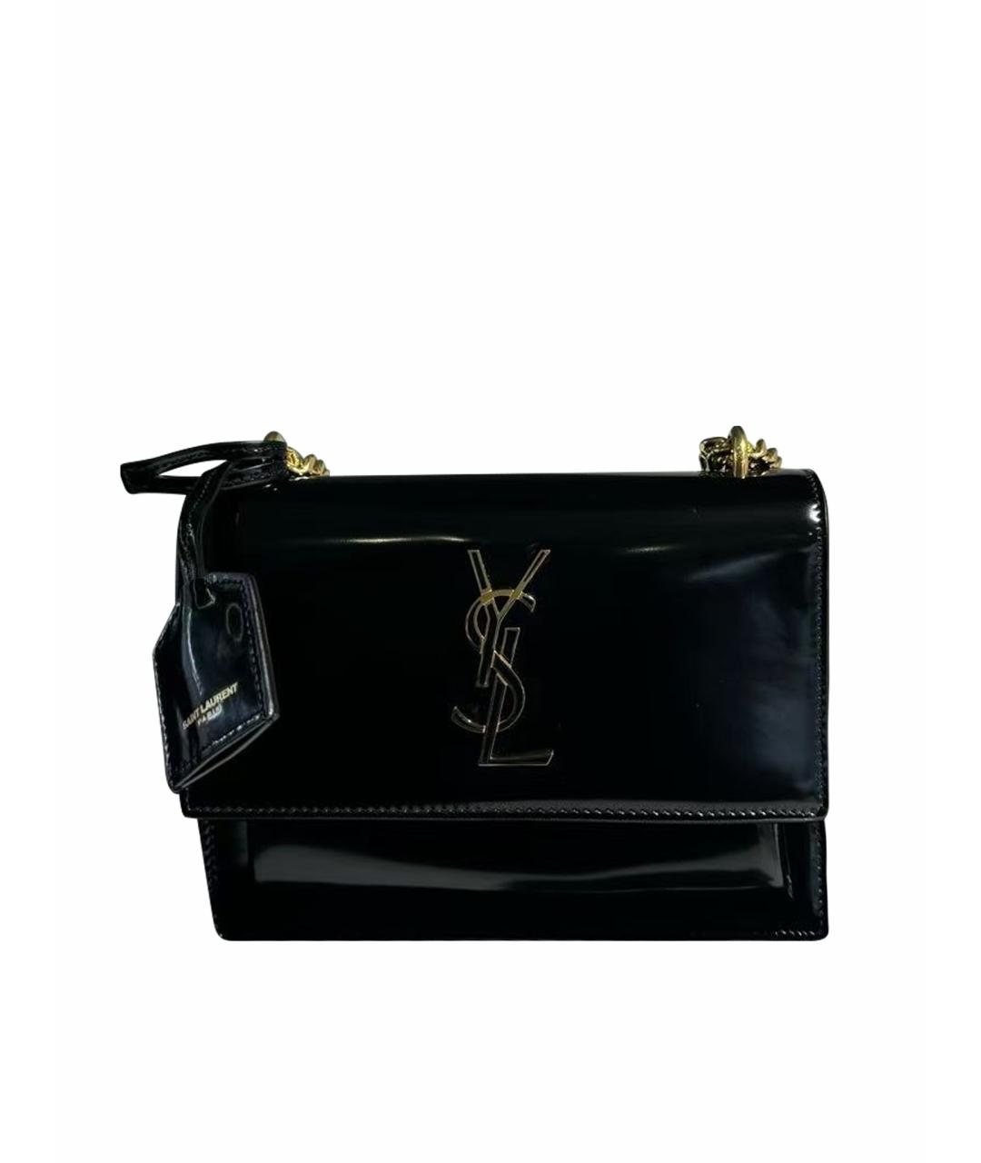SAINT LAURENT Черная сумка через плечо из лакированной кожи, фото 1