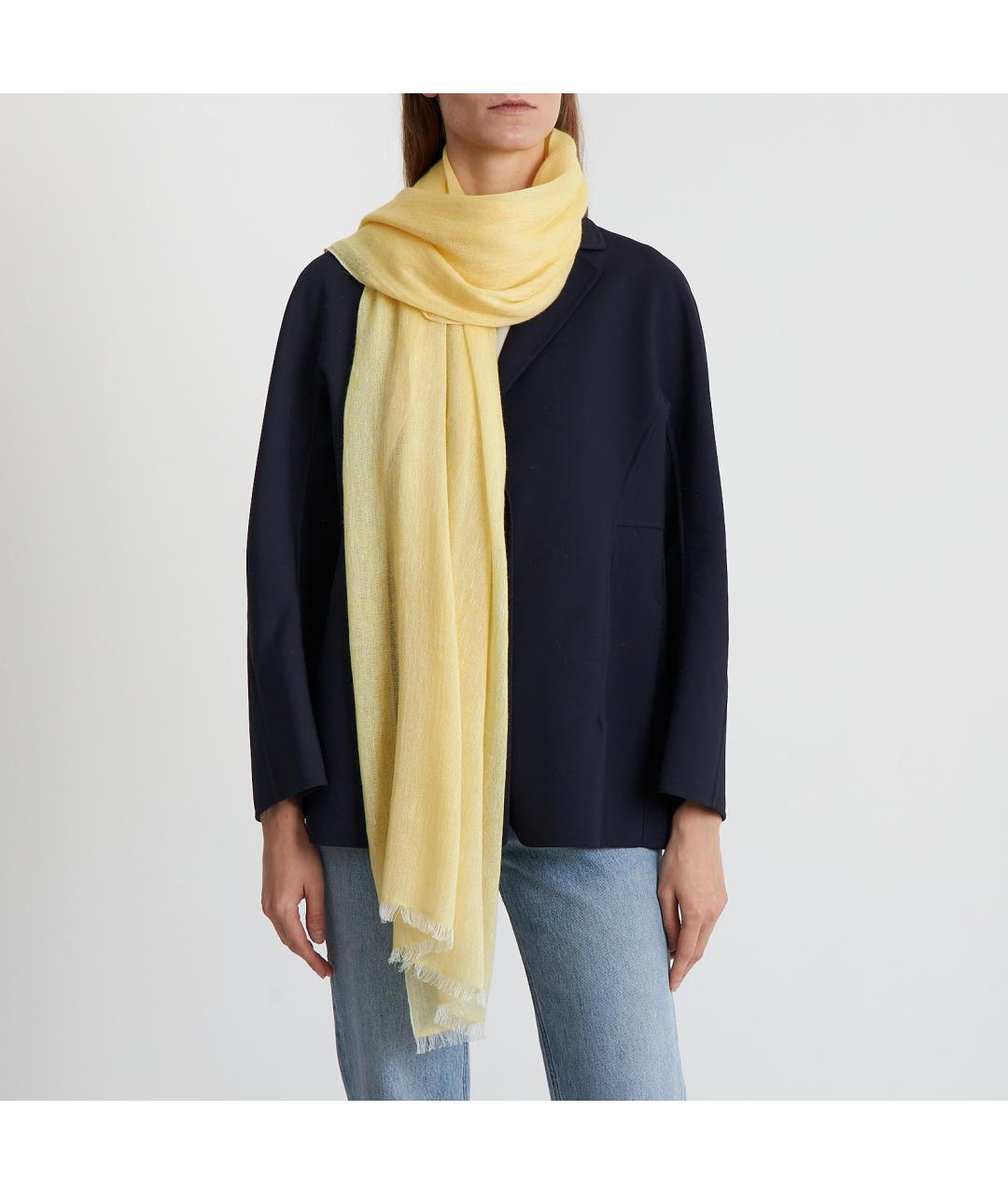 LORO PIANA Желтый шарф, фото 4