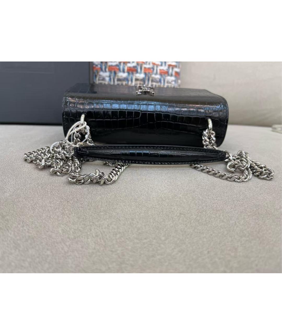 SAINT LAURENT Черная кожаная сумка через плечо, фото 5