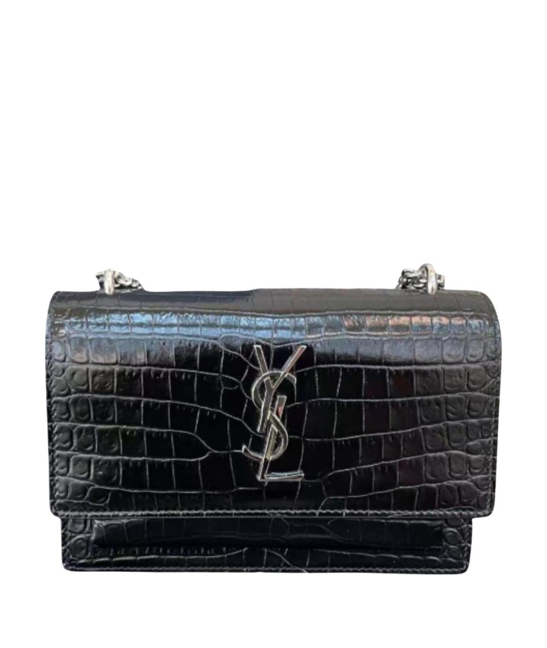 SAINT LAURENT Черная кожаная сумка через плечо, фото 1