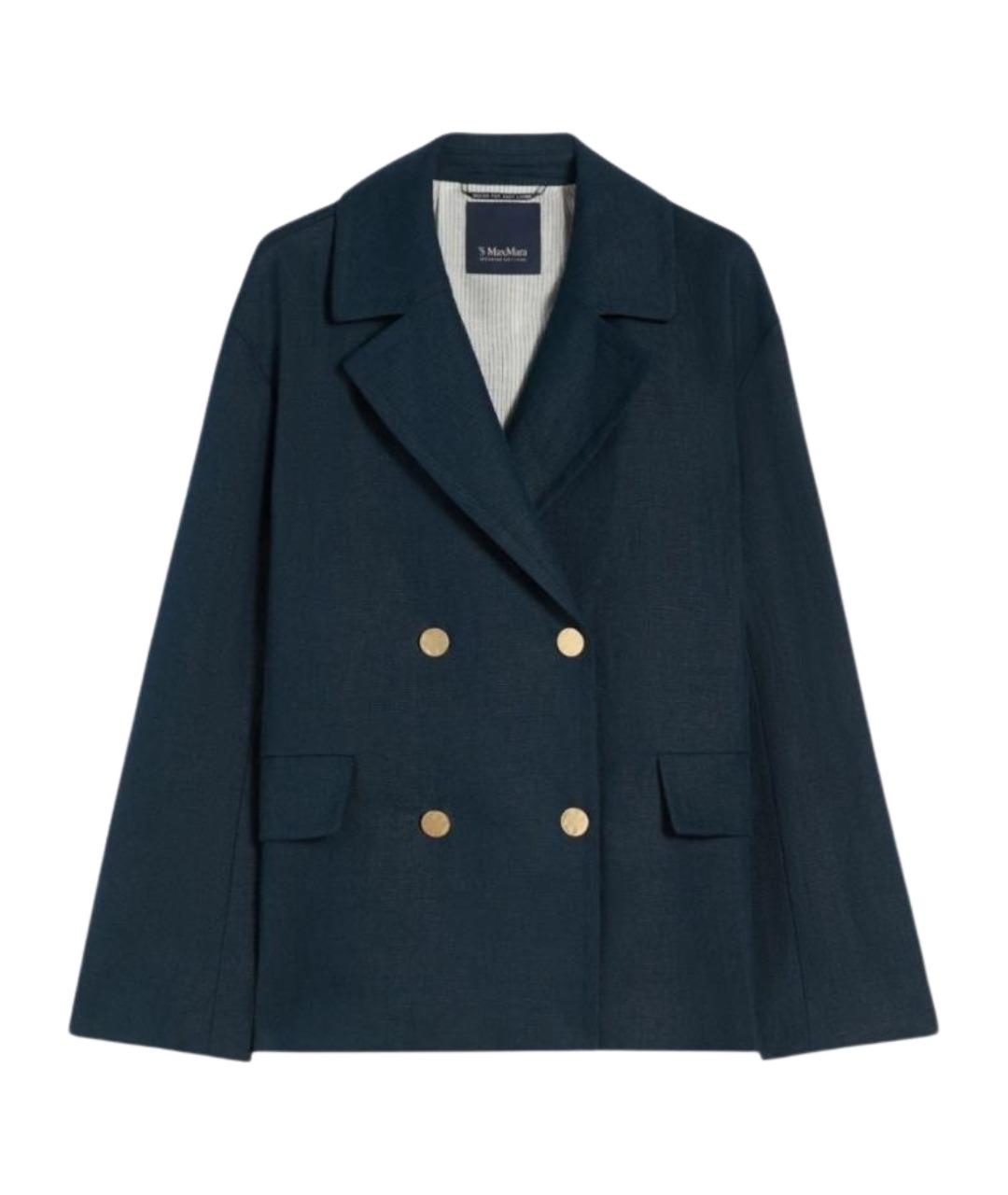 'S MAX MARA Синий льняной жакет/пиджак, фото 1