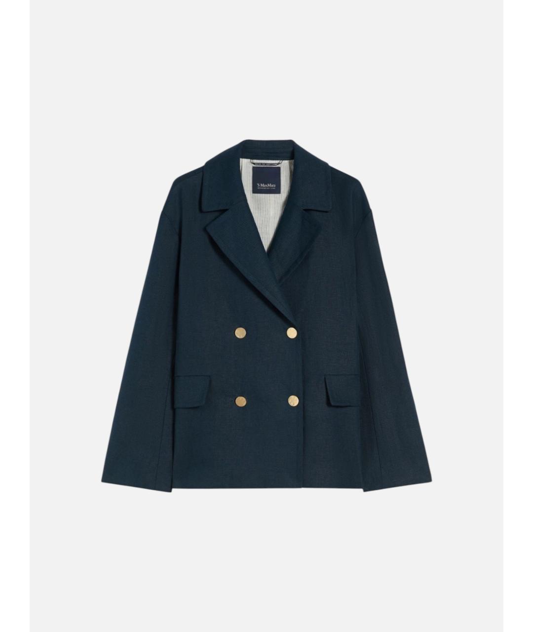 'S MAX MARA Синий льняной жакет/пиджак, фото 5