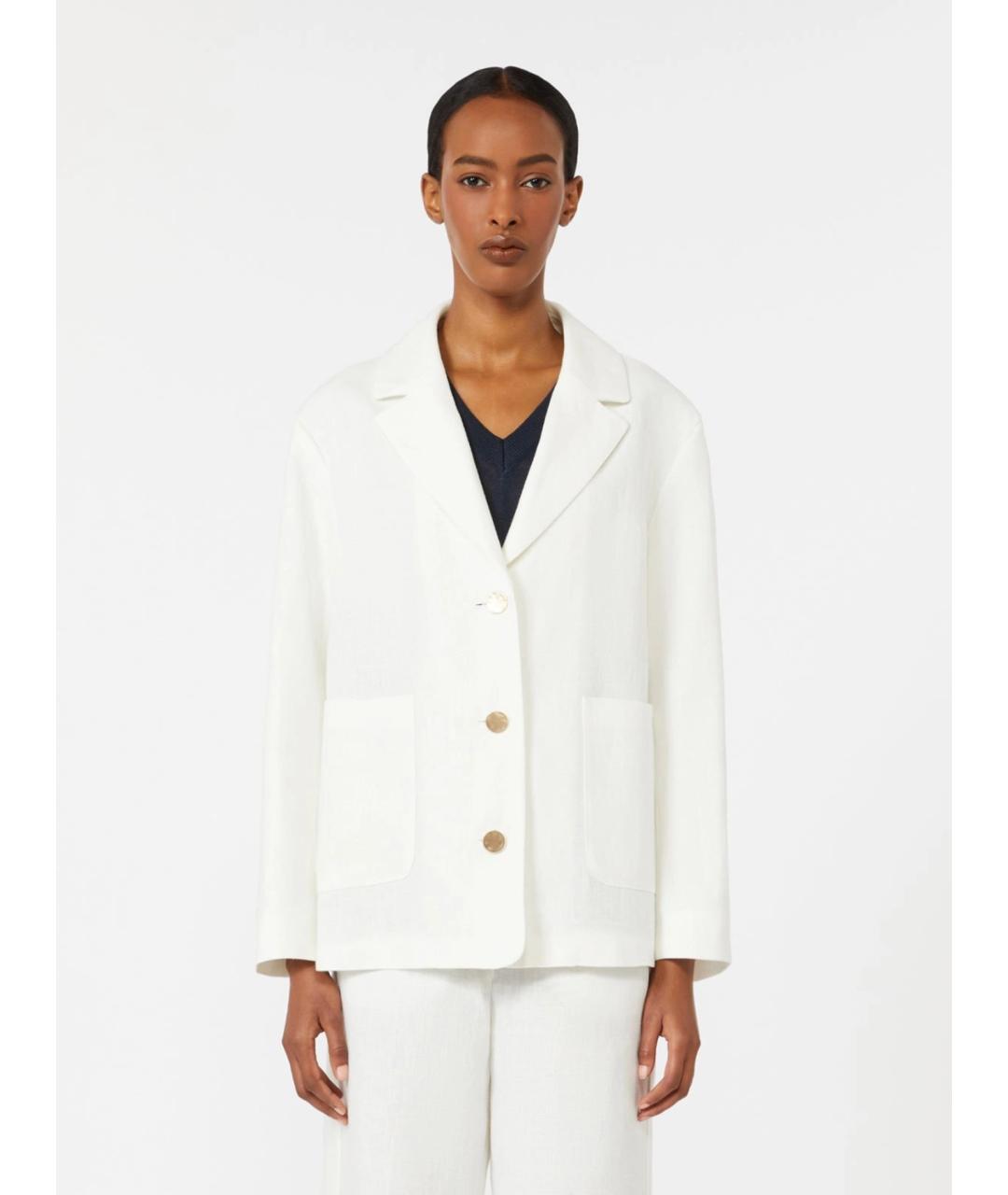 'S MAX MARA Белый льняной жакет/пиджак, фото 3