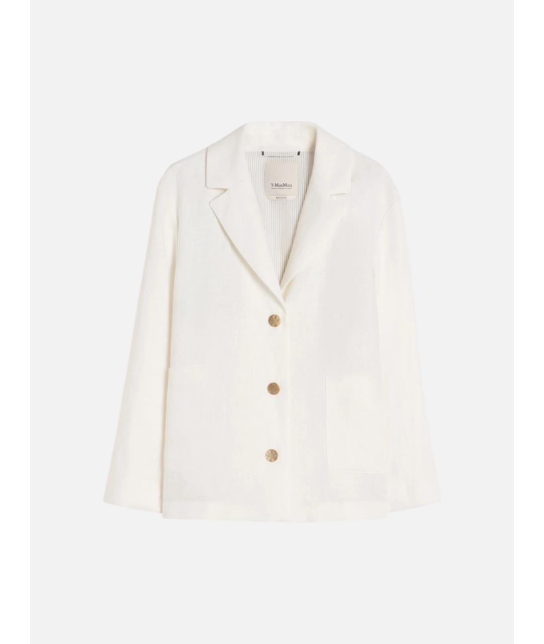 'S MAX MARA Белый льняной жакет/пиджак, фото 5