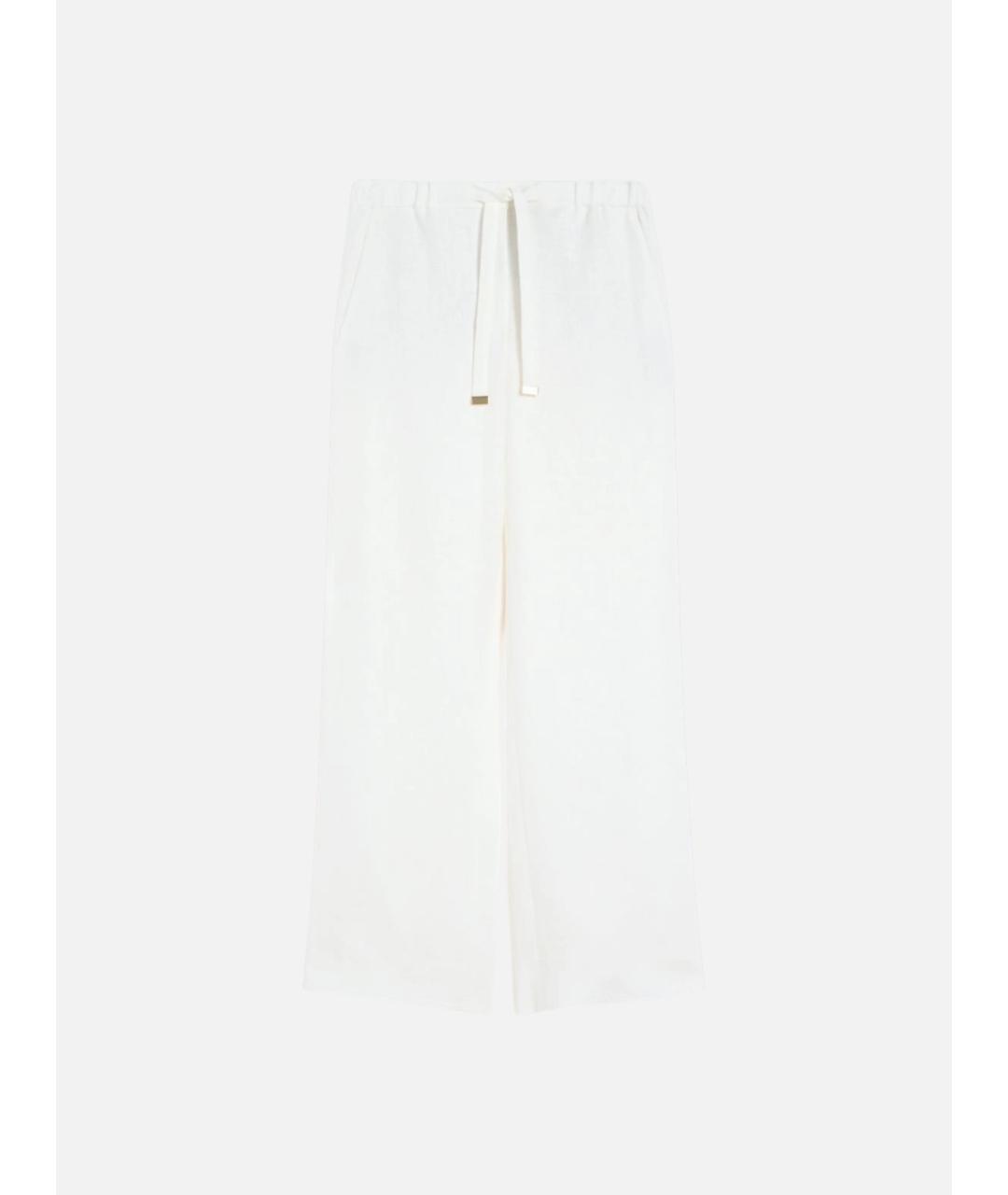 'S MAX MARA Белые льняные прямые брюки, фото 5