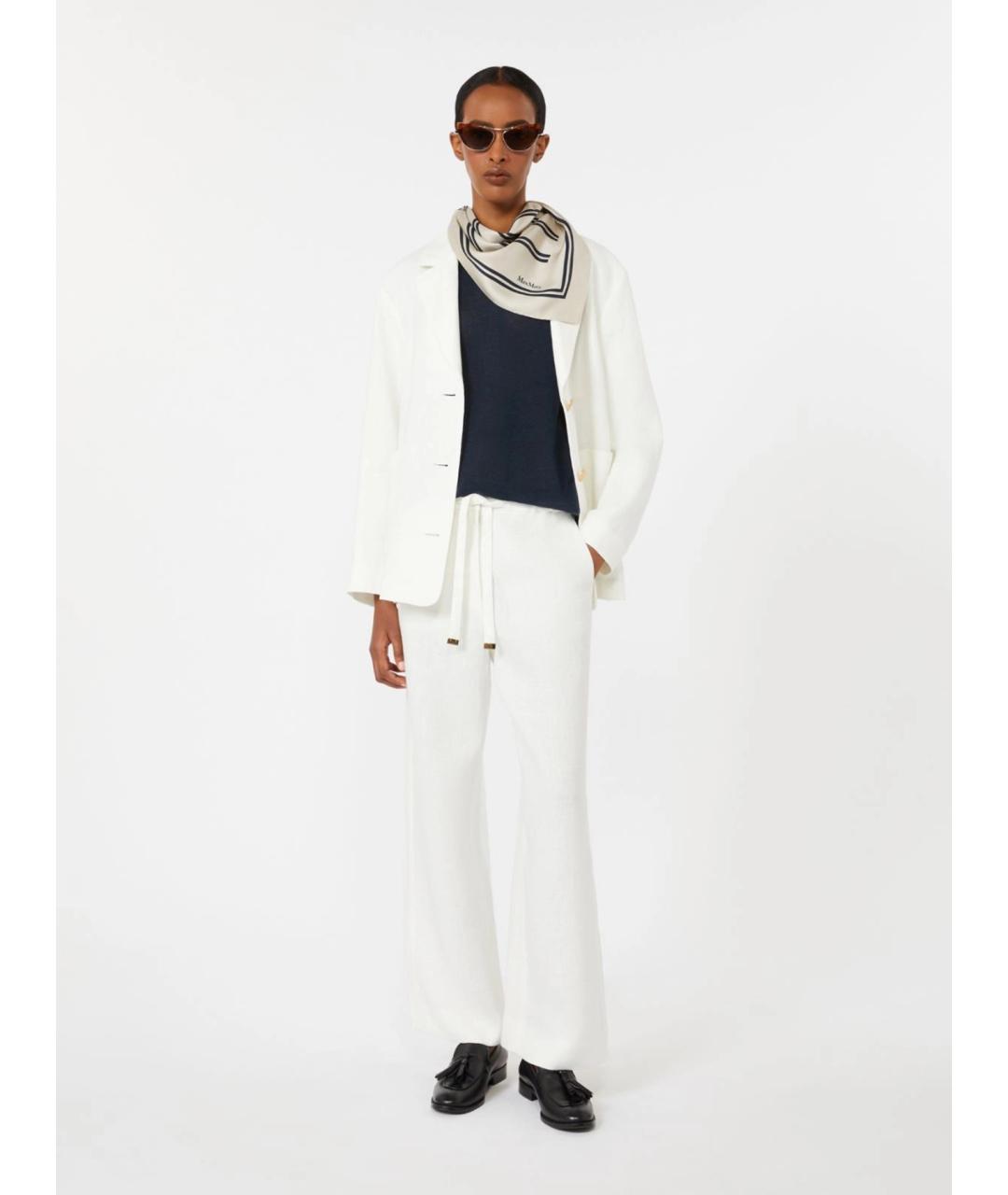 'S MAX MARA Белые льняные прямые брюки, фото 2
