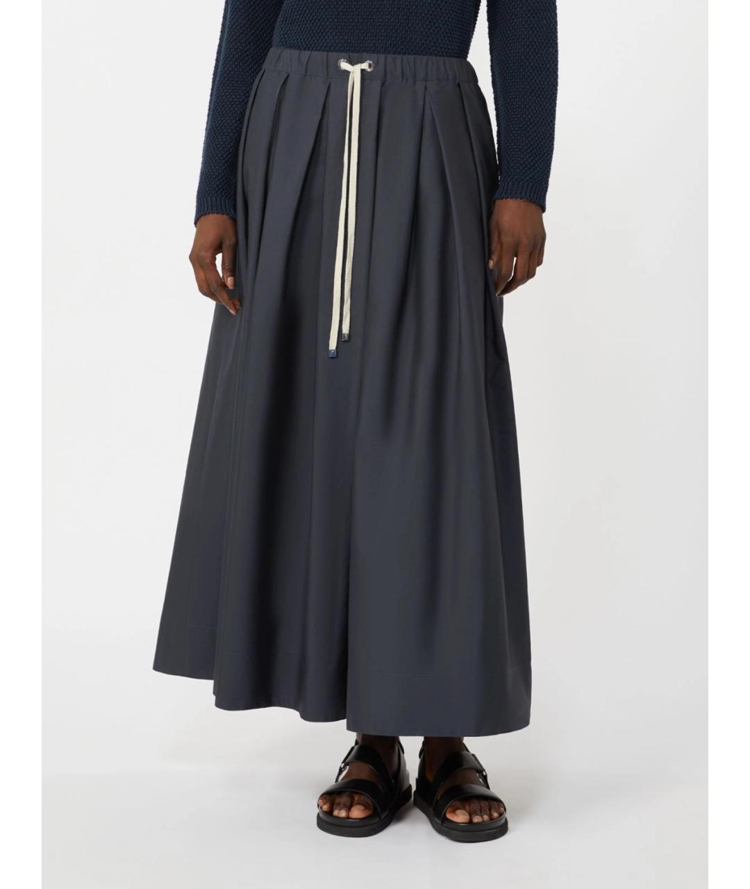 'S MAX MARA Серая хлопковая юбка макси, фото 3