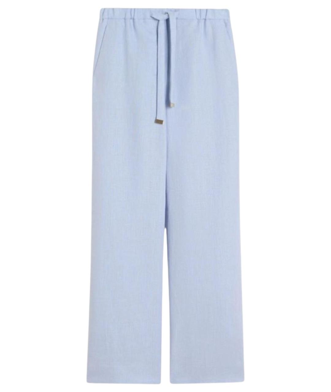 'S MAX MARA Голубые льняные прямые брюки, фото 1