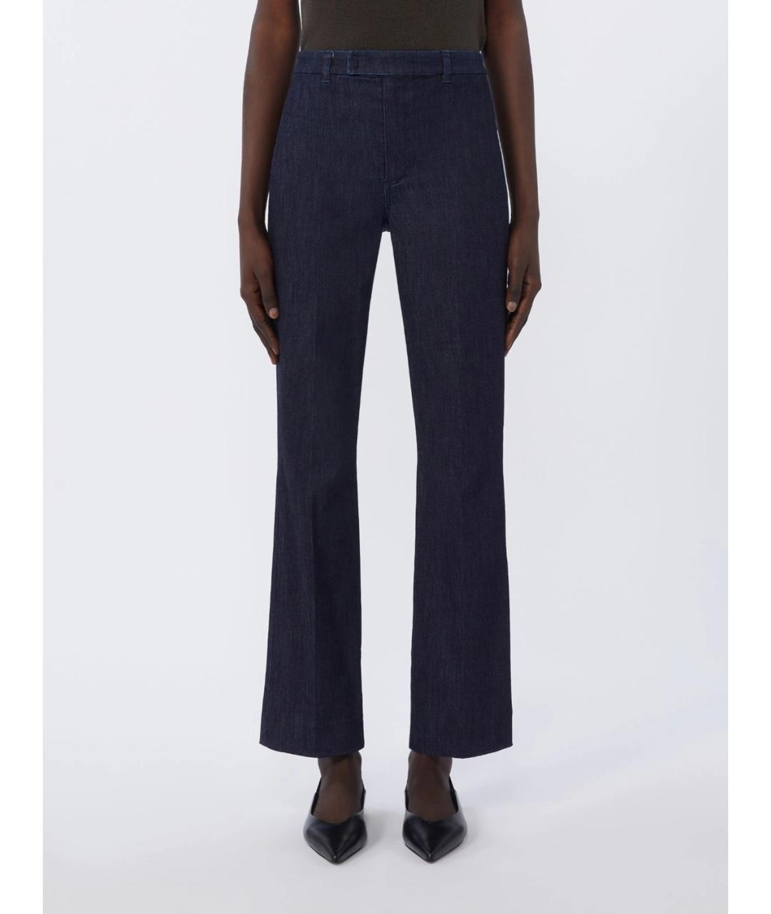 'S MAX MARA Темно-синие хлопковые прямые брюки, фото 3