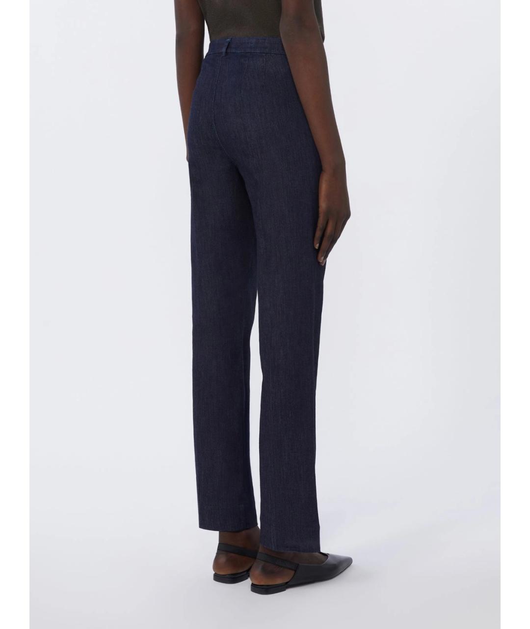 'S MAX MARA Темно-синие хлопковые прямые брюки, фото 4