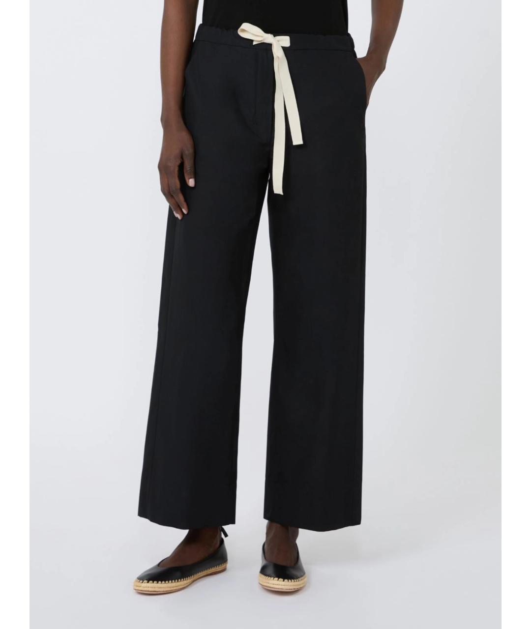 'S MAX MARA Черные хлопковые прямые брюки, фото 3