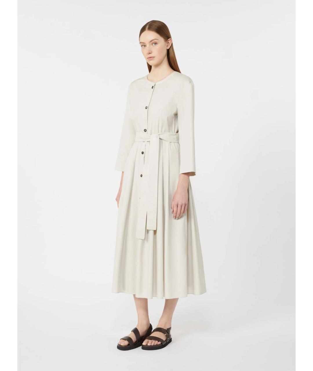 'S MAX MARA Бежевое хлопковое повседневное платье, фото 3