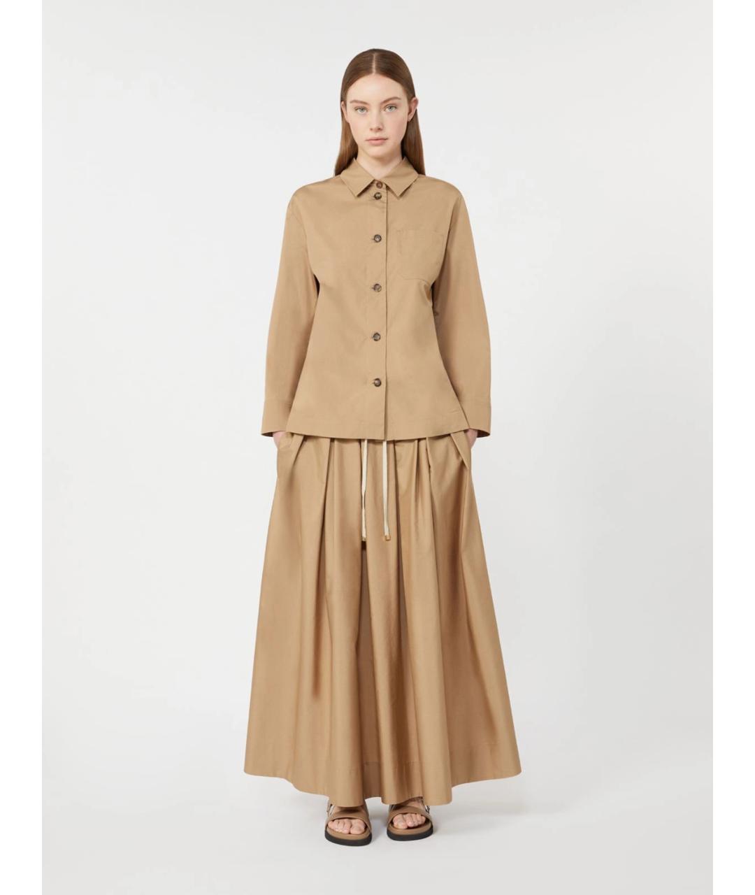 'S MAX MARA Бежевая хлопковая юбка макси, фото 2