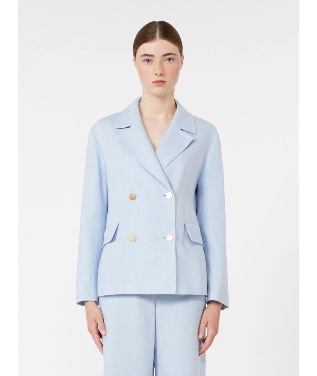 'S MAX MARA Голубой льняной жакет/пиджак, фото 3